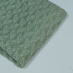 Black Colour Mal Chanderi Embroidered Fabric