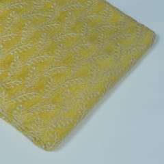 Black Colour Mal Chanderi Embroidered Fabric