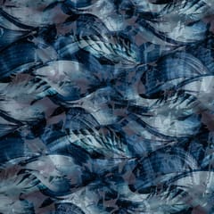 Blue Colour Lycra Brasso Velvet Printed Fabric