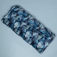 Blue Colour Lycra Brasso Velvet Printed Fabric