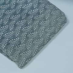 Black Colour Mal Chanderi Embroidered Fabric