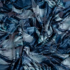 Blue Colour Lycra Brasso Velvet Printed Fabric