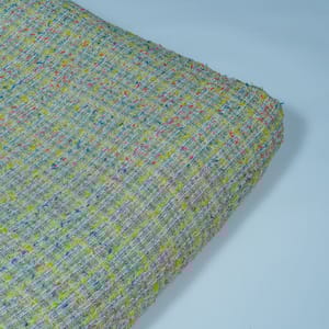 Lime Green Colour Tweed Fabric