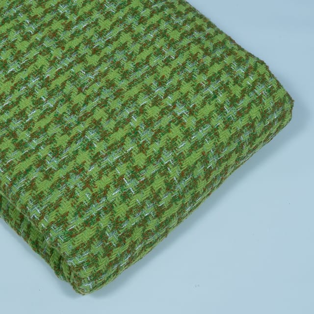 Green Colour Tweed Fabric