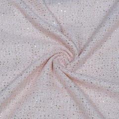Peach Colour Sequins Tweed Fabric