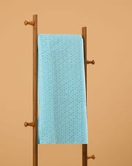 Light Sky Blue Shade Embroidered Cotton Hakoba Fabric
