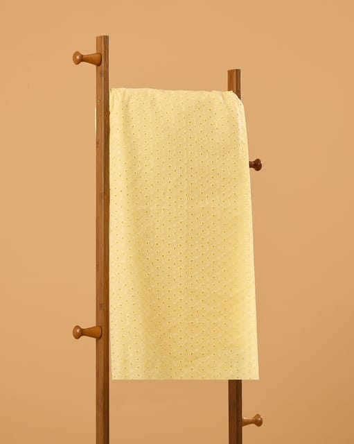 Lemon Yellow Shade Embroidered Cotton Hakoba Fabric