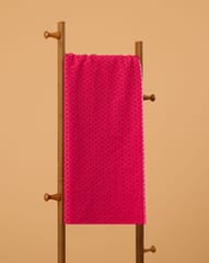 Dark Pink Colour Embroidered Cotton Hakoba Fabric
