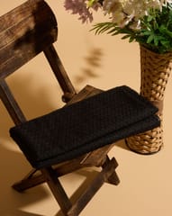 Black Colour Embroidered Cotton Hakoba Fabric