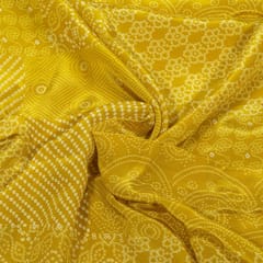 Yellow Colour Crepe Printed Fabric