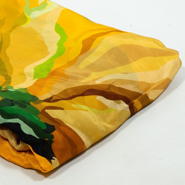 Yellow Colour Crepe Printed Fabric