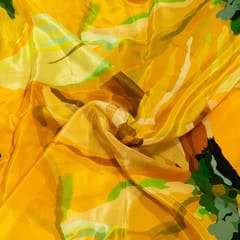 Yellow Colour Crepe Printed Fabric
