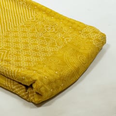 Yellow Colour Crepe Printed Fabric