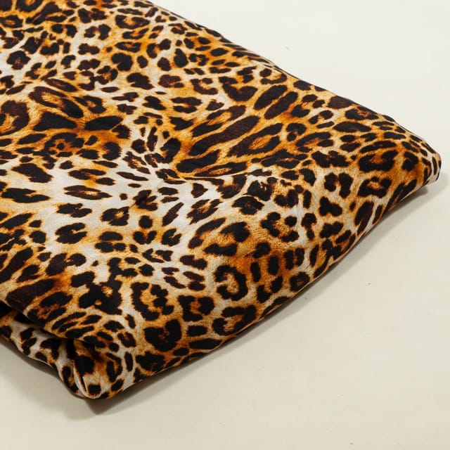 Brown Colour Crepe Printed Fabric