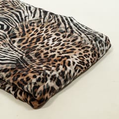 Brown and Black Colour Crepe Printed Fabric