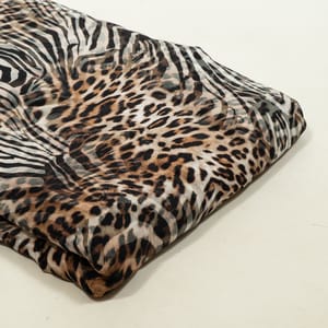 Brown and Black Colour Crepe Printed Fabric