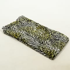 Black and Green Colour Crepe Printed Fabric