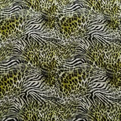 Black and Green Colour Crepe Printed Fabric