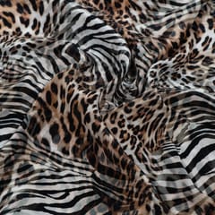 Brown and Black Colour Crepe Printed Fabric