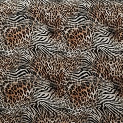 Brown and Black Colour Crepe Printed Fabric