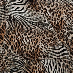 Brown and Black Colour Crepe Printed Fabric