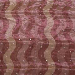 Wine Colour Tissue Silk Print with Embroidered Fabric