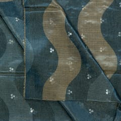 Grey Colour Tissue Silk Print with Embroidered Fabric