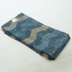 Grey Colour Tissue Silk Print with Embroidered Fabric