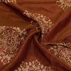 Brown Colour Tissue Crush Digital Printed Fabric