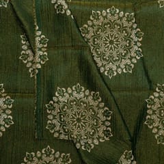 Green Colour Tissue Crush Digital Printed Fabric