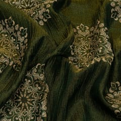 Green Colour Tissue Crush Digital Printed Fabric