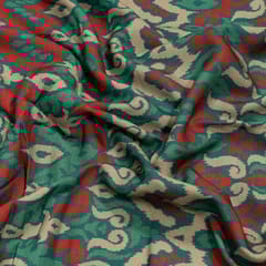 Green and Rust Colour Viscose Pashmina Printed Fabric