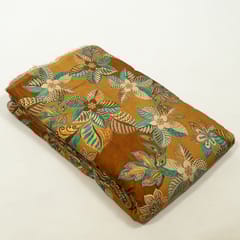 Mustard and brown Colour Viscose Pashmina Printed Fabric