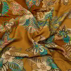Mustard and brown Colour Viscose Pashmina Printed Fabric