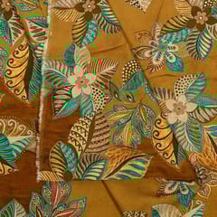Mustard and brown Colour Viscose Pashmina Printed Fabric