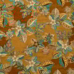 Mustard and brown Colour Viscose Pashmina Printed Fabric
