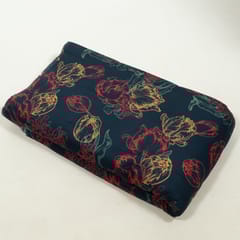 Teal Blue Colour Viscose Pashmina Printed Fabric