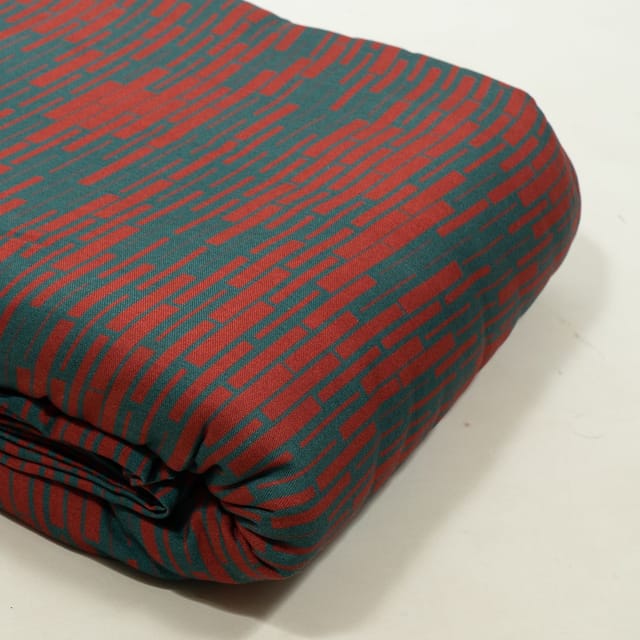 Green and Rust Colour Viscose Pashmina Printed Fabric