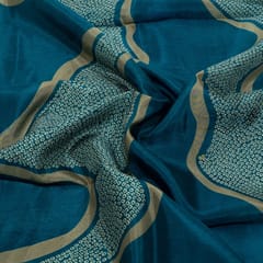 Blue Colour Viscose Habutai Silk Digital Printed Fabric