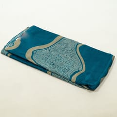 Blue Colour Viscose Habutai Silk Digital Printed Fabric