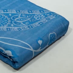 Blue Colour Dola Silk Digital Printed Fabric