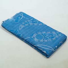 Blue Colour Dola Silk Digital Printed Fabric