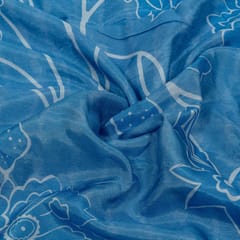 Blue Colour Dola Silk Digital Printed Fabric
