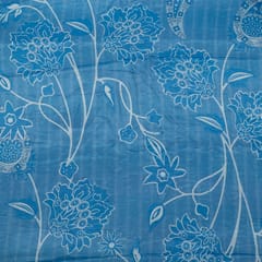 Blue Colour Dola Silk Digital Printed Fabric