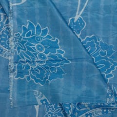 Blue Colour Dola Silk Digital Printed Fabric