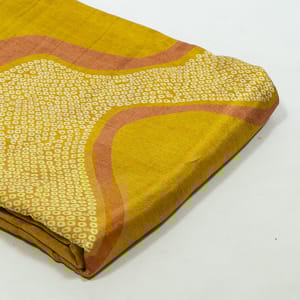 Mustard Colour Viscose Habutai Silk Digital Printed Fabric
