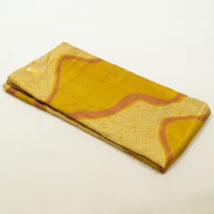 Mustard Colour Viscose Habutai Silk Digital Printed Fabric