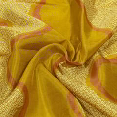 Mustard Colour Viscose Habutai Silk Digital Printed Fabric