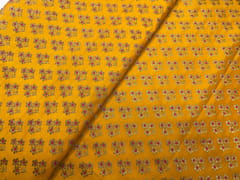 Bright Mustard Colour Floral Semi Soft Brocade Fabric