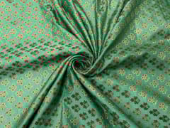 Mint Green Colour Floral Semi Soft Brocade Fabric